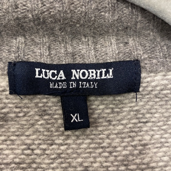 Luca Nobili Gray Italian Wool Blend Buttoned Mockneck Pullover Sweater Size XL - Picture 11 of 14
